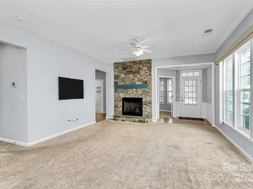 18020 Owl Court, Indian Land, SC 29707.  MLS# CAR4251346, YatesRealty ID 12851. Gas log in Rock Fireplace