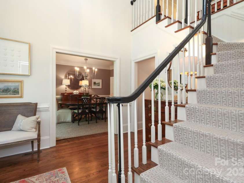 1638 Myers Park Drive, Charlotte, NC 28207.  MLS# CAR4258677, YatesRealty ID 12904. Front Foyer looking into the Dining Room.