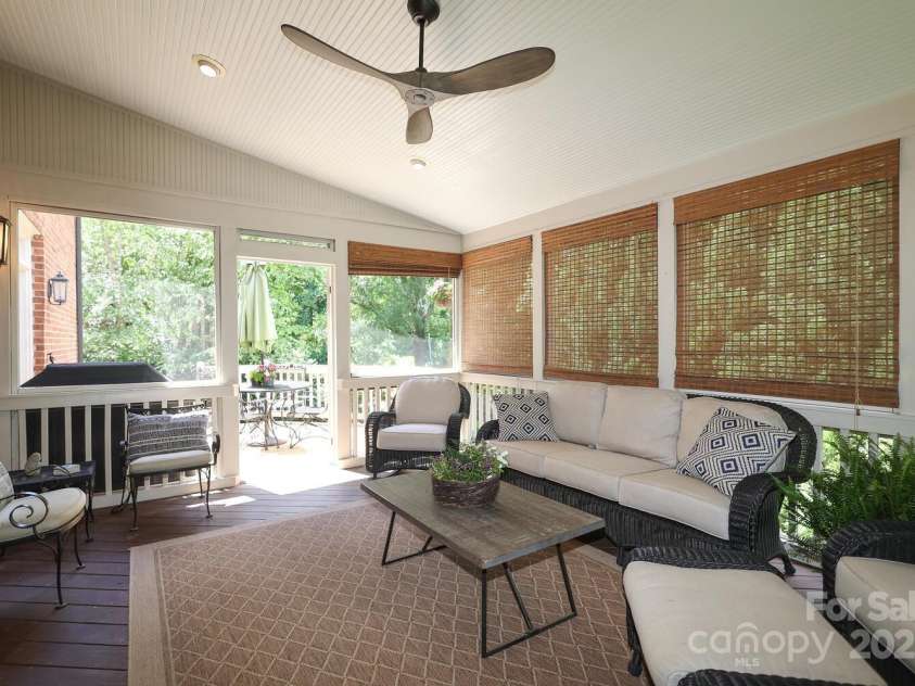 1638 Myers Park Drive, Charlotte, NC 28207.  MLS# CAR4258677, YatesRealty ID 12904. Screened in porch leading out to the deck overlooking the backyard.