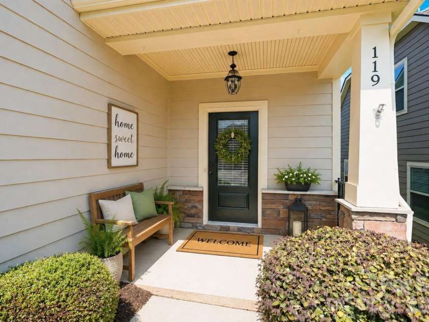 119 Canter Lane, Mooresville, NC 28115.  MLS# CAR4301770, YatesRealty ID 12912. Front Porch virtually staged