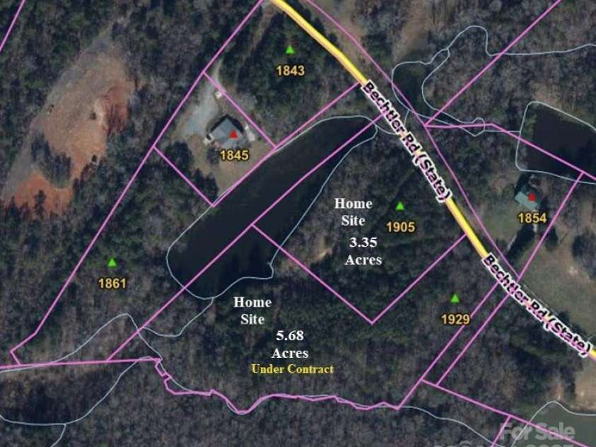 1905-A Bechtler Road, Edgemoor, SC 29712.  MLS# CAR4252014, YatesRealty ID 12925. Aerial view of lots & pond