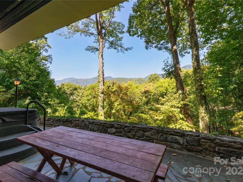 330 Overlook Drive, Maggie Valley, NC 28751.  MLS# CAR4181673, YatesRealty ID 1294. Lower Level Patio with Views