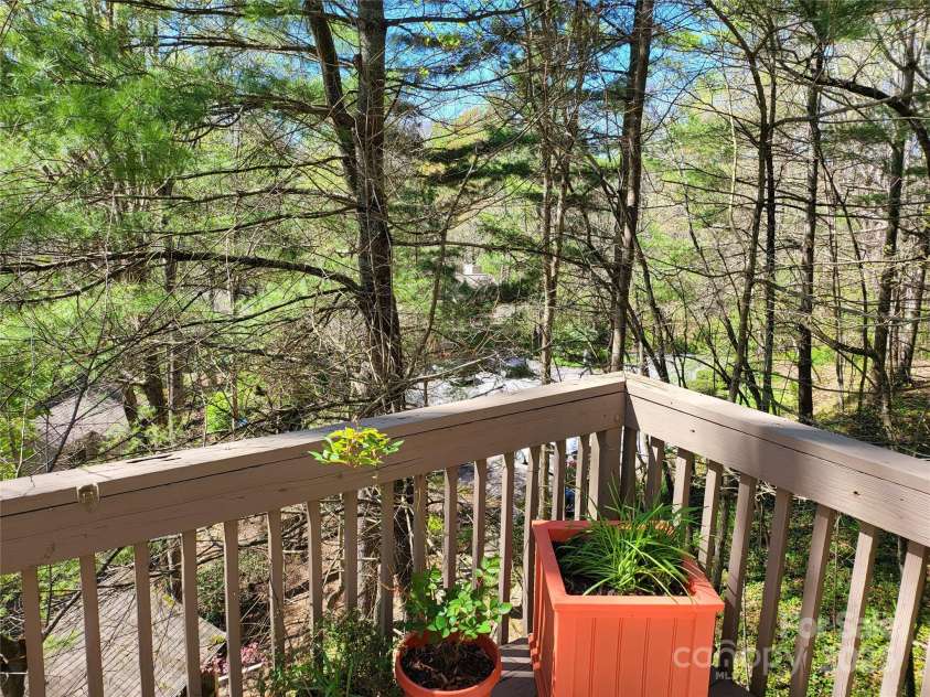 31 Cedarwood Lane, Asheville, NC 28803.  MLS# CAR4126621, YatesRealty ID 12943. Forested view from decking
