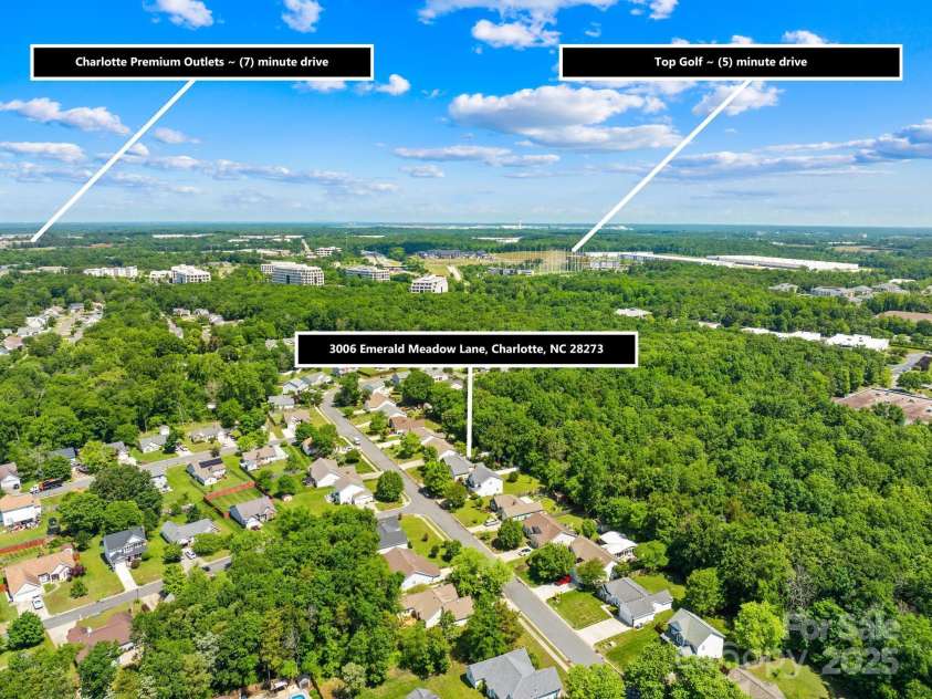 3006 Emerald Meadow Lane, Charlotte, NC 28273.  MLS# CAR4255235, YatesRealty ID 12948. Aerial View