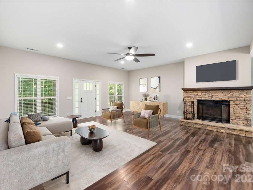 5496 White Oak Road, Waynesville, NC 28785.  MLS# CAR4292987, YatesRealty ID 1296. Living Room Virtually Staged