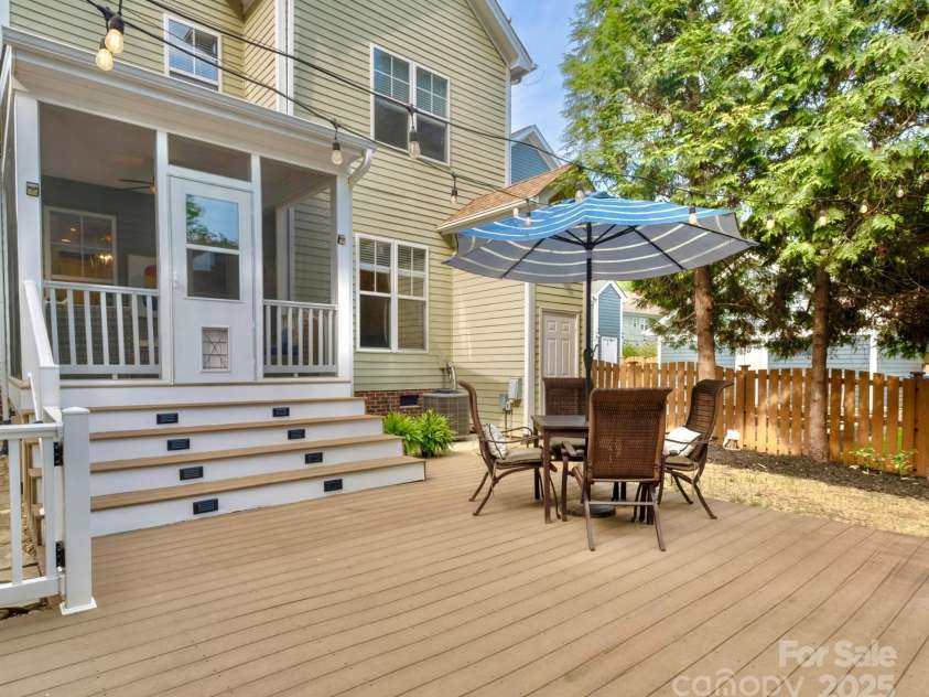 7409 Gilderstern Glen Court, Huntersville, NC 28078.  MLS# CAR4249870, YatesRealty ID 13015. Large composite deck directly off the screened porch