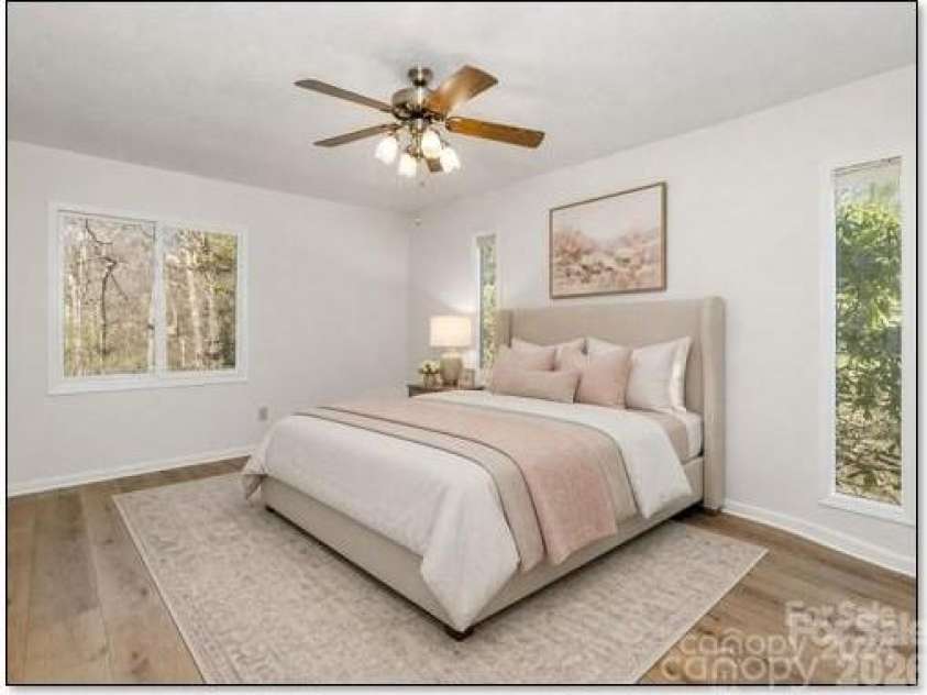 3113 Primrose Drive, Hendersonville, NC 28792.  MLS# CAR4359967, YatesRealty ID 13099. Virtually staged bedroom