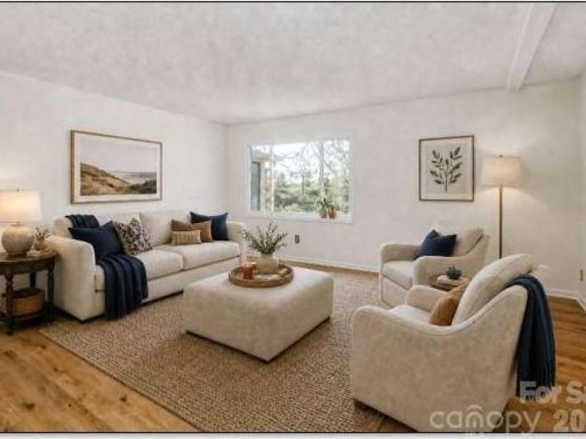 3113 Primrose Drive, Hendersonville, NC 28792.  MLS# CAR4359967, YatesRealty ID 13099. Virtually staged living room