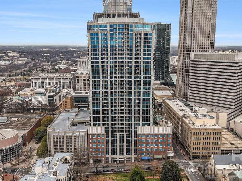 210 Church Street, Charlotte, NC 28202.  MLS# CAR4340266, YatesRealty ID 1314. Aerial of building