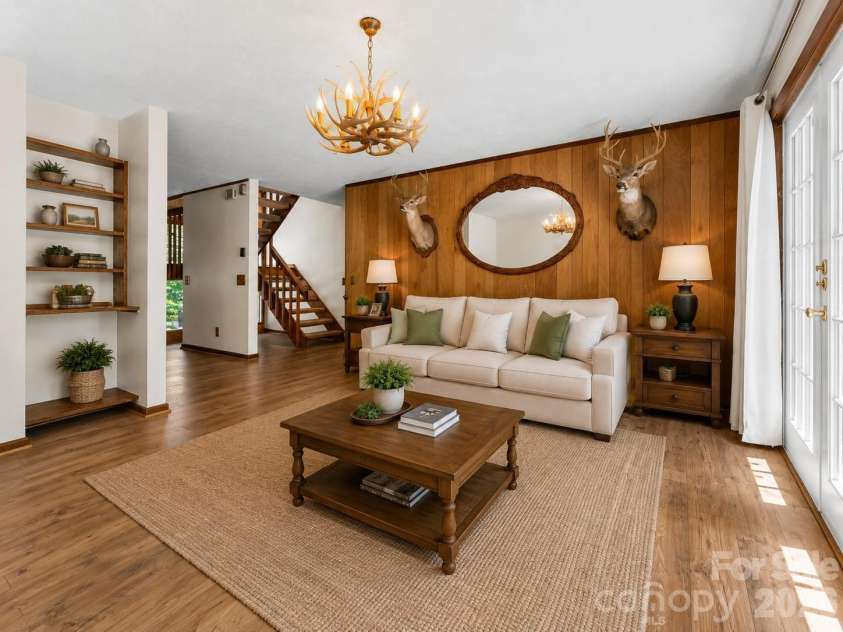 40 Country Bear Lane, Flat Rock, NC 28731.  MLS# CAR4420837, YatesRealty ID 13148. Staged Living Room