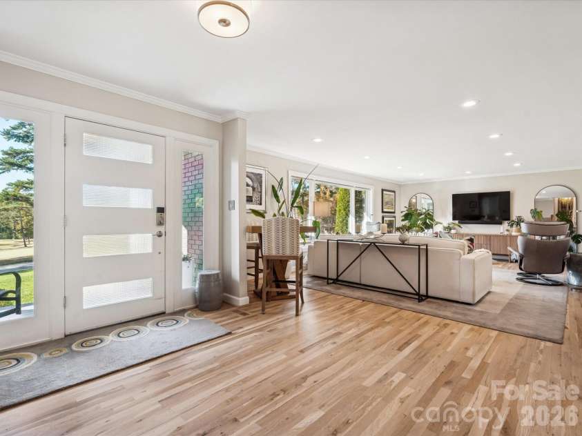 438 Country Club Acres Drive, Shelby, NC 28150.  MLS# CAR4356348, YatesRealty ID 13225. Main house living room, stunning white oak floors