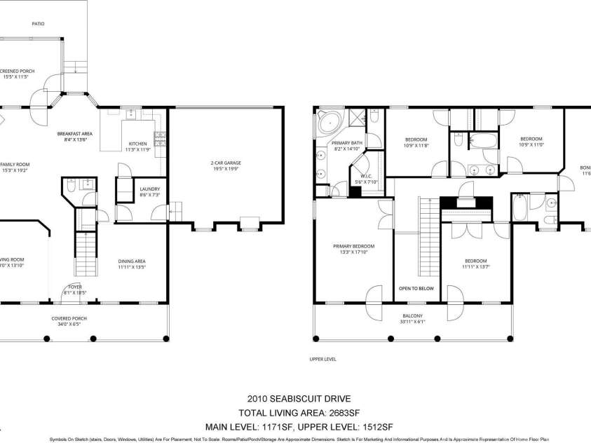 2010 Seabiscuit Drive, Indian Trail, NC 28079.  MLS# CAR4364117, YatesRealty ID 13244. Floorplan/Measurements
