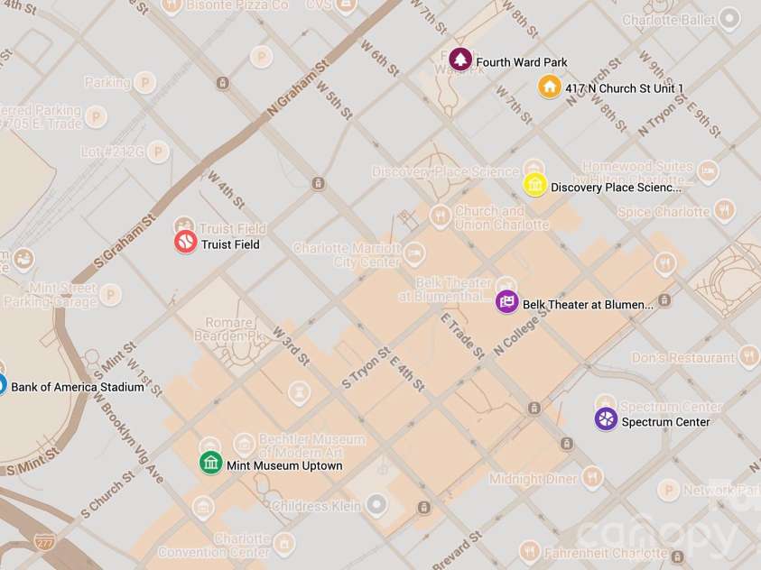 417 Church Street, Charlotte, NC 28202.  MLS# CAR4358979, YatesRealty ID 13254. Live steps from everything exciting in Uptown Charlotte! 