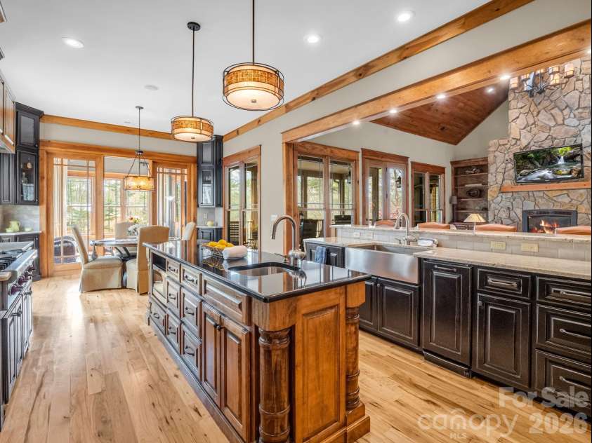 27 Anchor Drive, Nebo, NC 28761.  MLS# CAR4363728, YatesRealty ID 13289. Light filled gourmet kitchen.