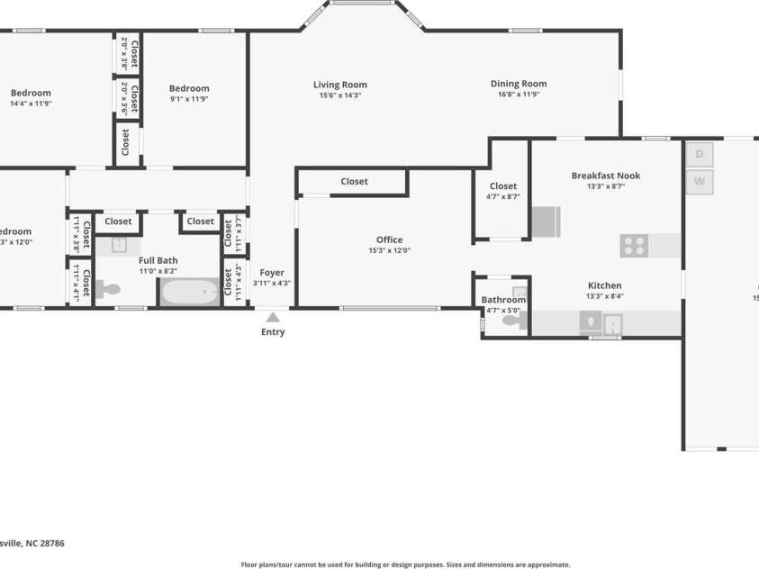131 Ridgewood Drive, Waynesville, NC 28786.  MLS# CAR4222863, YatesRealty ID 1330. Here is an approximation of the home's layout.