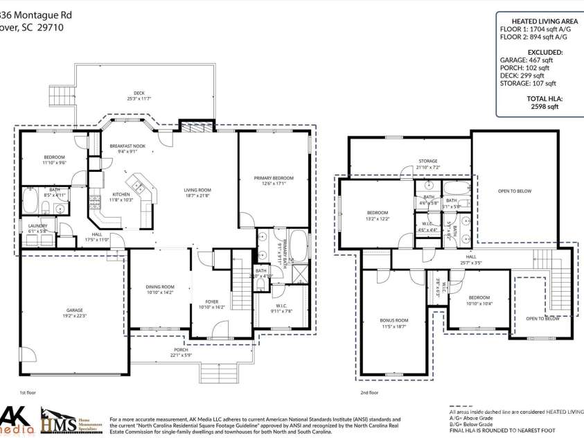 1836 Montague Road, Clover, SC 29710.  MLS# CAR4360574, YatesRealty ID 13414. Professional Floor Plan and measurements