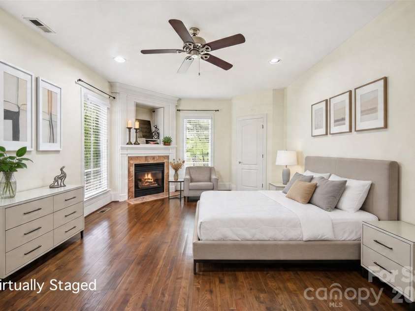 2929 Laura Road, Shelby, NC 28150.  MLS# CAR4368935, YatesRealty ID 13420.  Virtually staged - primary bedroom with fireplace