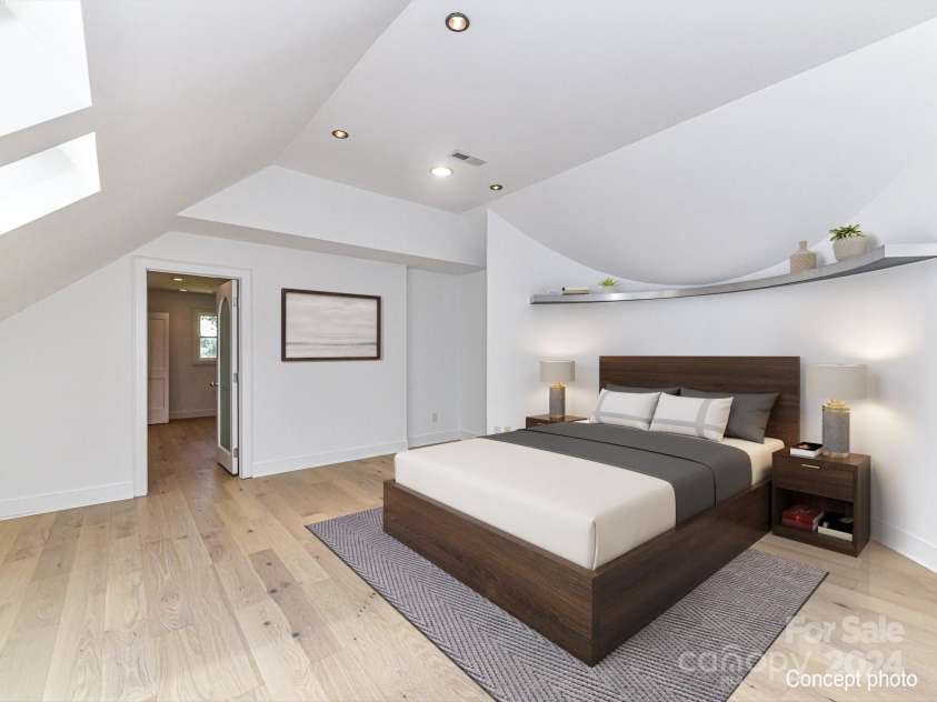 3245 Jackson Road, Mooresville, NC 28115.  MLS# CAR4161494, YatesRealty ID 13432. Remodeled Spacious Primary Suite on upper level with new engineered hardwood floors, beautiful skylights, enormous walk in closets, private balcony access & private bath!