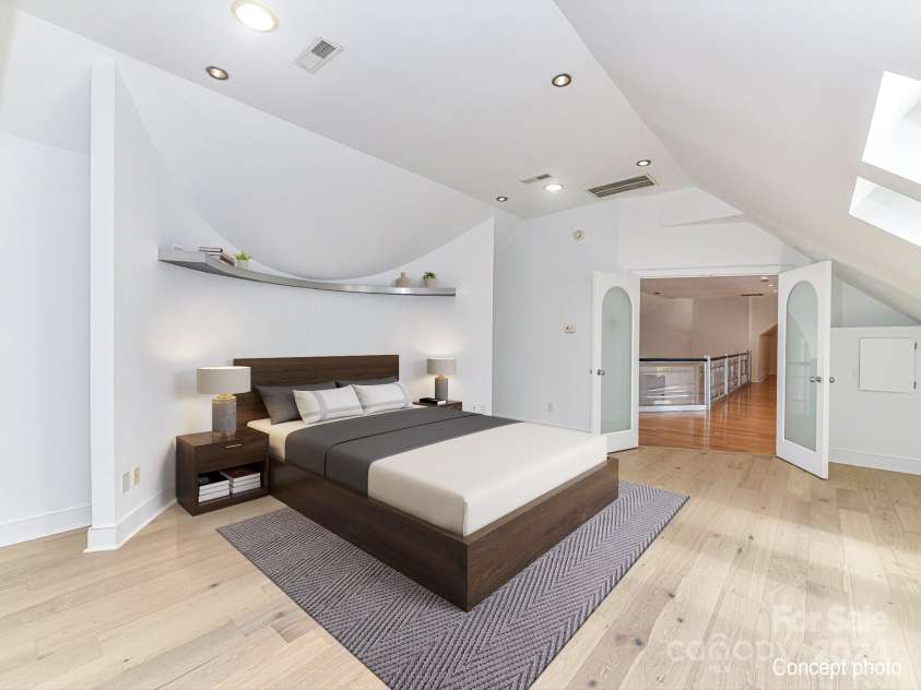 3245 Jackson Road, Mooresville, NC 28115.  MLS# CAR4161494, YatesRealty ID 13432. Remodeled Spacious Primary Suite on upper level with new engineered hardwood floors, beautiful skylights, enormous walk in closets, private balcony access & private bath!