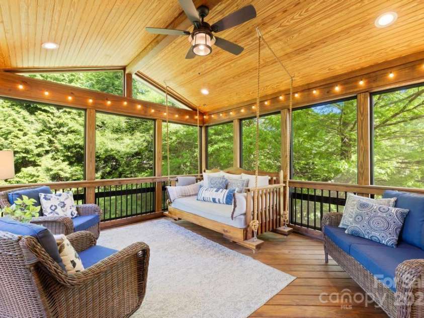 9311 St Barts Lane, Huntersville, NC 28078.  MLS# CAR4255582, YatesRealty ID 13449. Amazing fit and finish quality on the screened porch with beadboard ceiling and recessed lighting!