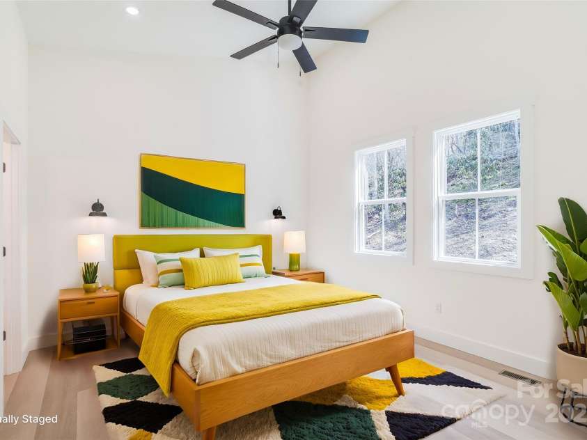 7 Jetts Ridge Drive, Swannanoa, NC 28778.  MLS# CAR4222038, YatesRealty ID 13487. Virtually staged primary bedroom