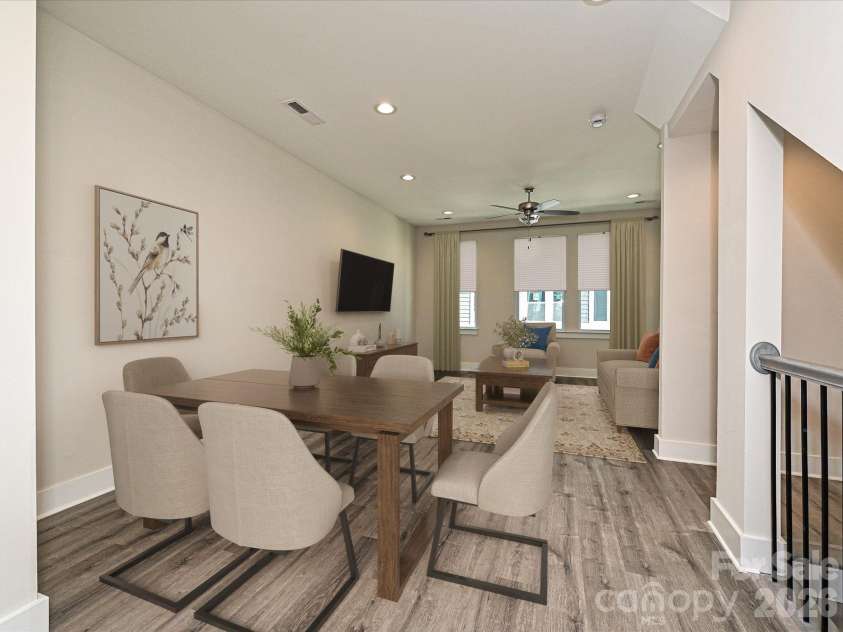 1217 34th Street, Charlotte, NC 28205.  MLS# CAR4139009, YatesRealty ID 1349. Dining & Living - Virtually Staged