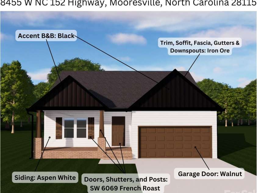 8455 NC 152 Highway, Mooresville, NC 28115.  MLS# CAR4234438, YatesRealty ID 13490. Exterior Color Selections
