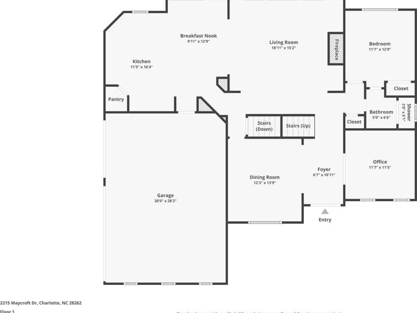 2215 Maycroft Drive, Charlotte, NC 28262.  MLS# CAR4254921, YatesRealty ID 13516. 