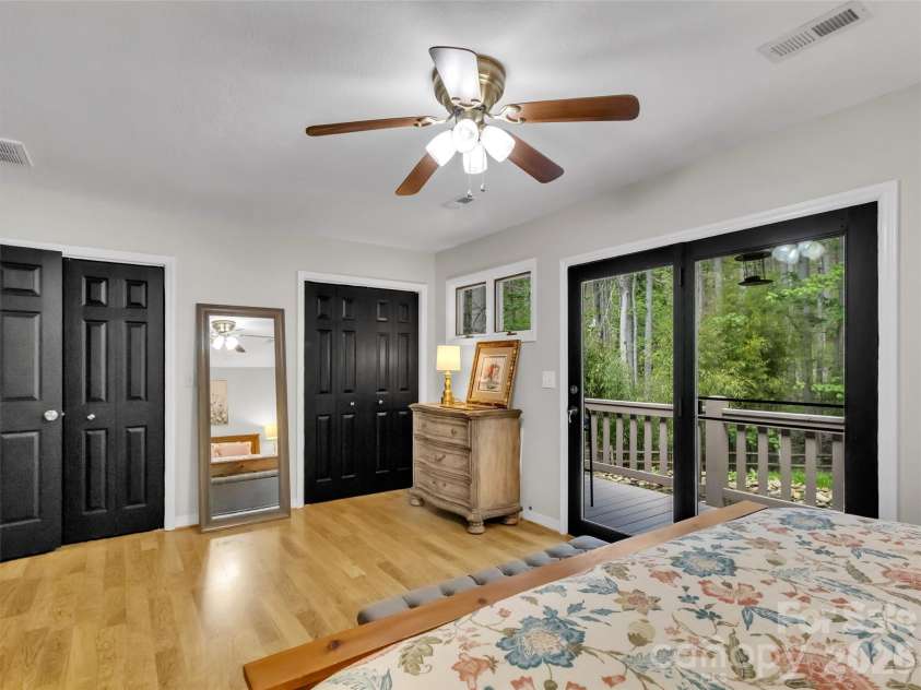 211 Rustic Road, Waynesville, NC 28786.  MLS# CAR4371760, YatesRealty ID 13537. Primary Bedroom Opens ot Back Deck