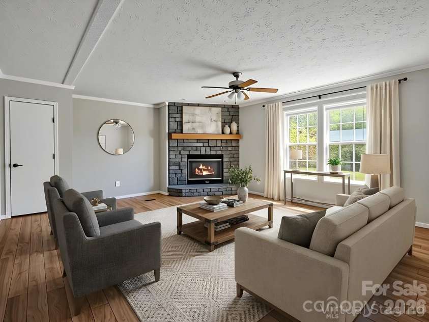 342 Lee Cudd Road, Rutherfordton, NC 28139.  MLS# CAR4344516, YatesRealty ID 13561. Virtually Staged Family Room