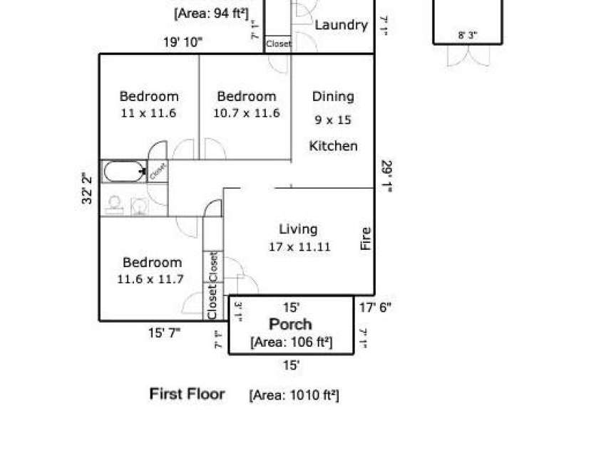 3221 Cosby Place, Charlotte, NC 28205.  MLS# CAR4240155, YatesRealty ID 13567. Measurements