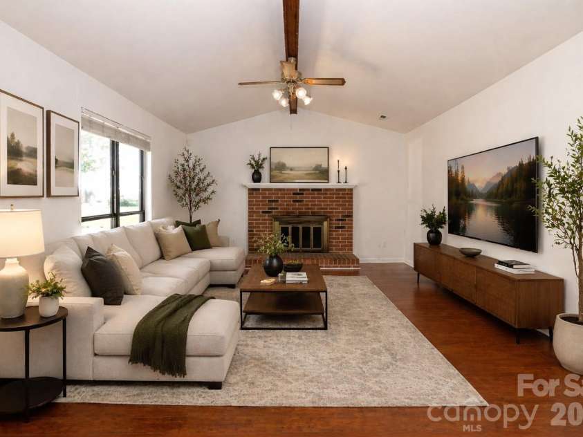 11222 Treebark Drive, Pineville, NC 28134.  MLS# CAR4370520, YatesRealty ID 13605. Virtually Staged Living Room