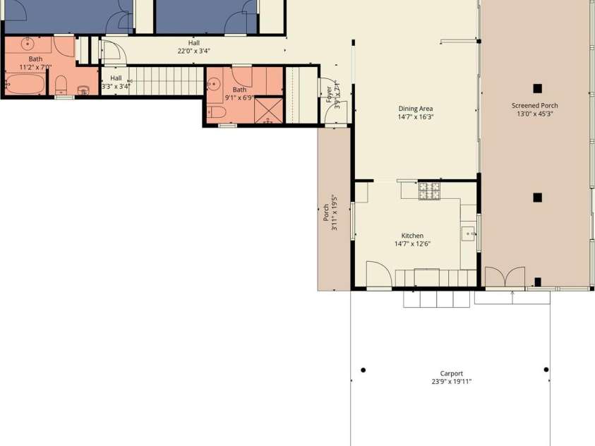 1373 Dogwood Drive, Maggie Valley, NC 28751.  MLS# CAR4320241, YatesRealty ID 13608. Upper level floorplan estimate