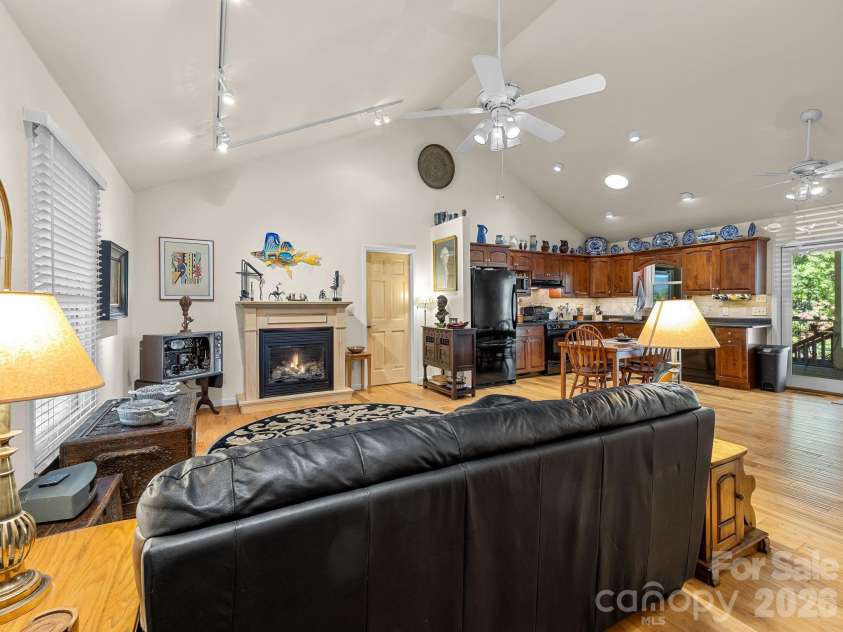 160 Caledonia Road, Landrum, SC 29356.  MLS# CAR4314636, YatesRealty ID 13619. Living room opens to Kitchen