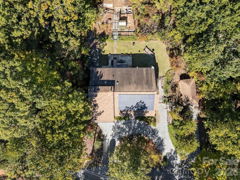 160 Caledonia Road, Landrum, SC 29356.  MLS# CAR4314636, YatesRealty ID 13619. Overhead view with drone