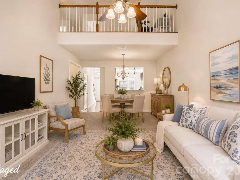 225 Horizon Circle, Rock Hill, SC 29732.  MLS# CAR4366961, YatesRealty ID 13627. Staged 2-story Great Room &  Dining Room area