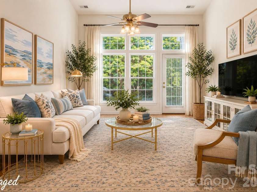 225 Horizon Circle, Rock Hill, SC 29732.  MLS# CAR4366961, YatesRealty ID 13627. Staged 2-story Great Room with access to Rear Patio