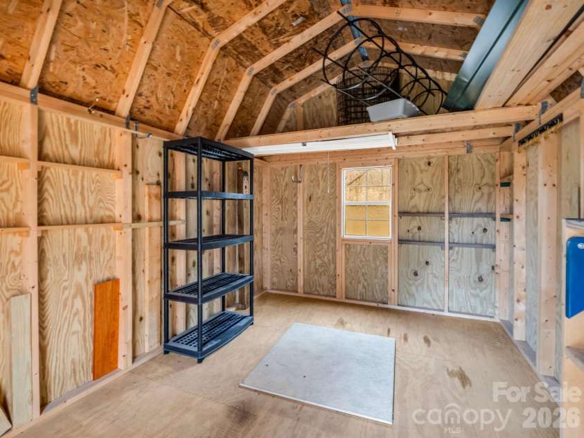 190 Observation Ridge, Rutherfordton, NC 28139.  MLS# CAR4351178, YatesRealty ID 13668. Shed Interior