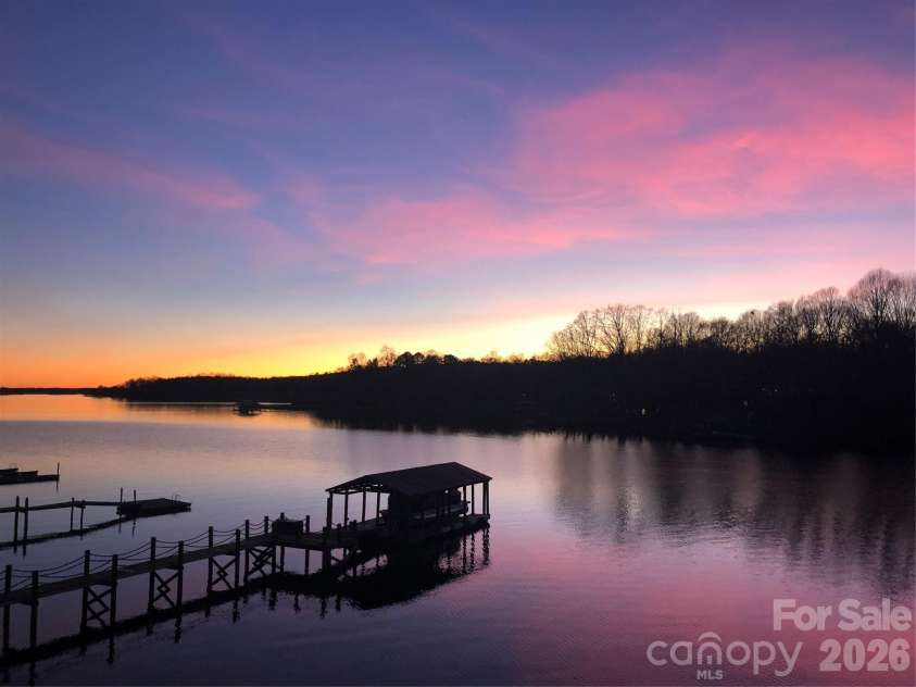 8927 Holdsclaw Road, Terrell, NC 28682.  MLS# CAR4364723, YatesRealty ID 13727. Sunset at the Lake