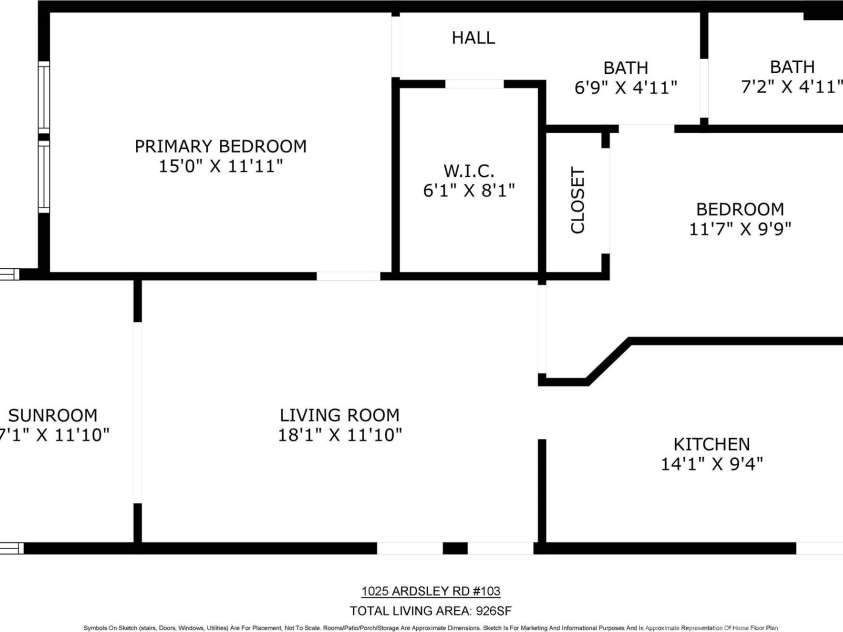1025 Ardsley Road, Charlotte, NC 28207.  MLS# CAR4250466, YatesRealty ID 13738. Floorplan