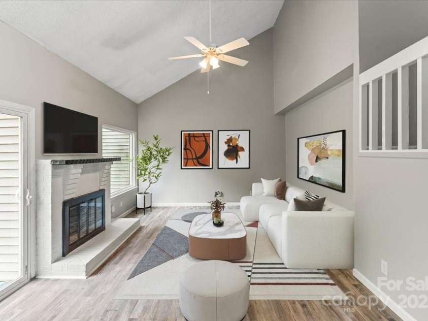 6610 Point Comfort Lane, Charlotte, NC 28226.  MLS# CAR4298567, YatesRealty ID 1383. Living Room (Virtually Staged)