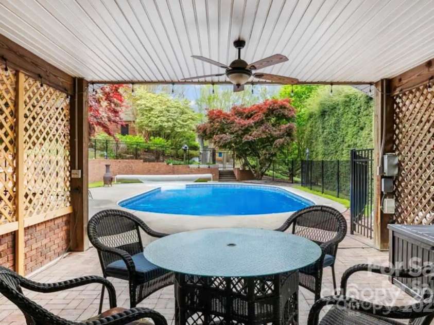 1236 Upper Brush Creek Road, Fairview, NC 28730.  MLS# CAR4233787, YatesRealty ID 13847. Covered pool lounge
