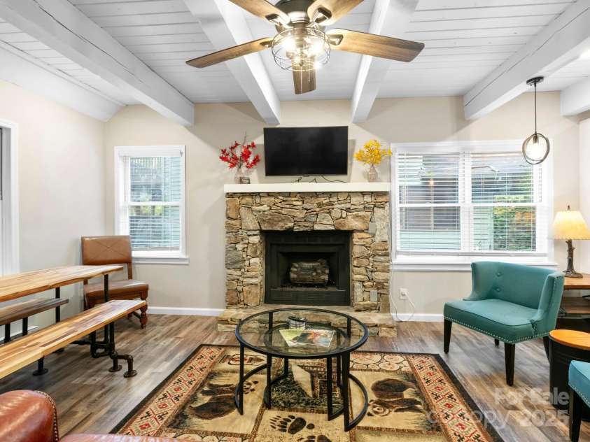 139 Kammerer Drive, Waynesville, NC 28785.  MLS# CAR4302164, YatesRealty ID 1387. Living Room + Dining Area 