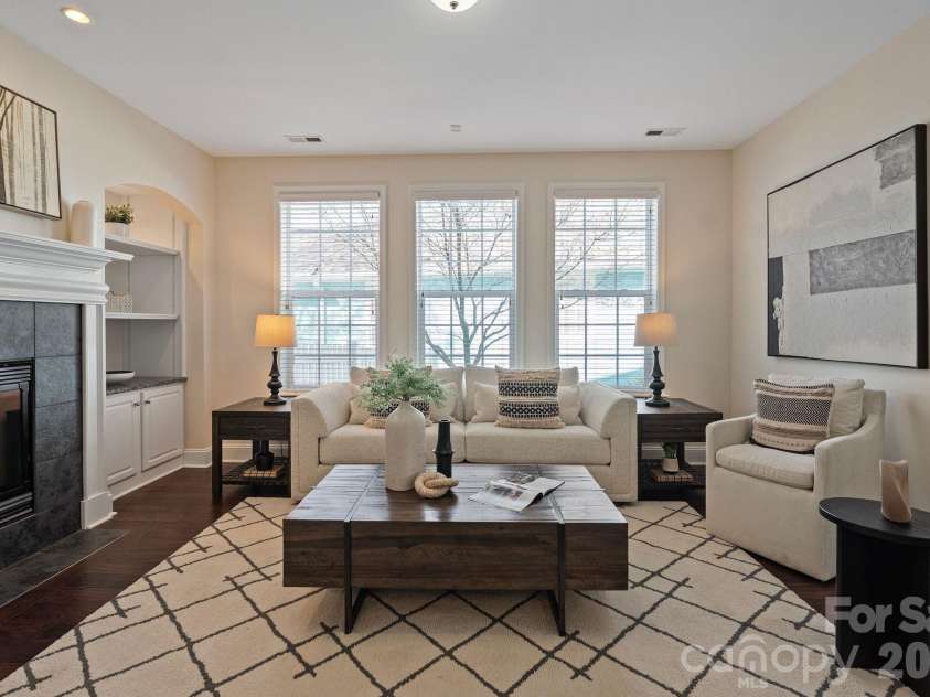 17715 North Shore Circle, Cornelius, NC 28031.  MLS# CAR4362442, YatesRealty ID 13885. Living area with fireplace