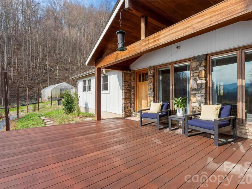 1105 Griffin Branch Road, Marshall, NC 28753.  MLS# CAR4363034, YatesRealty ID 13888. Expansive IPE porch