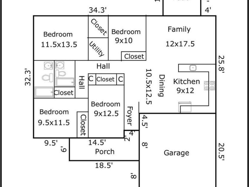 103 Willies Lane, Olin, NC 28660.  MLS# CAR4332219, YatesRealty ID 13950. Measurements