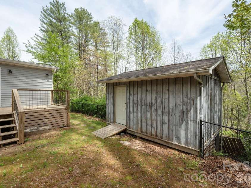 37 Camden Way, Rosman, NC 28772.  MLS# CAR4366138, YatesRealty ID 13983. Back Shed