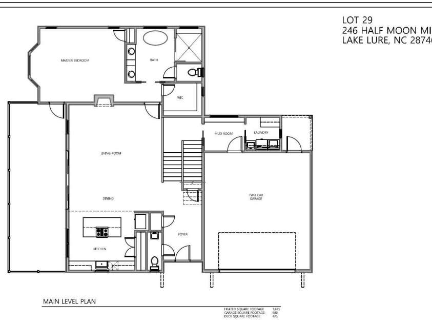 246 Half Moon Mile None, Lake Lure, NC 28746.  MLS# CAR4221091, YatesRealty ID 14004. Main level floor plan