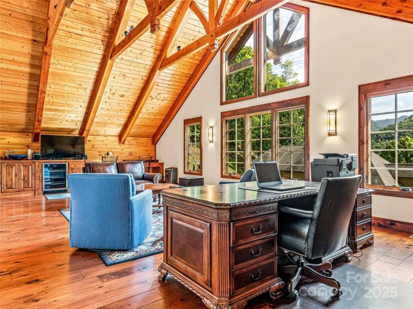 202 Emerald Lane, Maggie Valley, NC 28751.  MLS# CAR4047356, YatesRealty ID 14071. A commanding office upstairs in the Guest House.