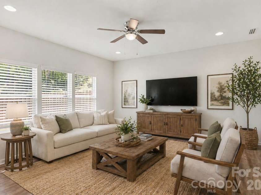5048 Thomasville Drive, Belmont, NC 28012.  MLS# CAR4370628, YatesRealty ID 14111. Virtually Staged Living Room
